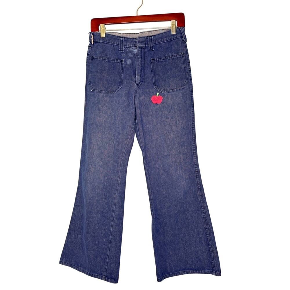 Vintage 1960s Dickies Sailor Patch Pocket Denim Dungarees w/ Apple Patch S
